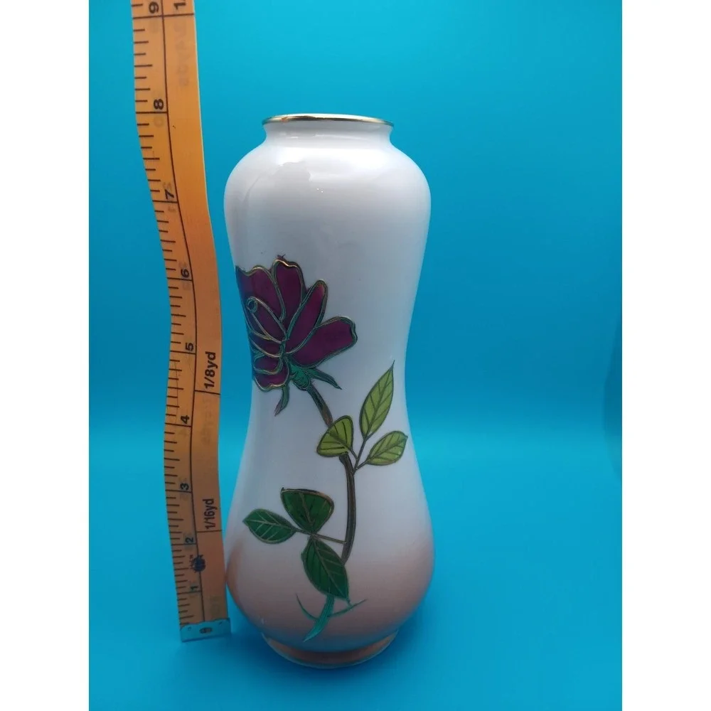 Vintage Made in Japan Porcelain Bud Vase Gold Gilt Purple Rose Peach Ombre